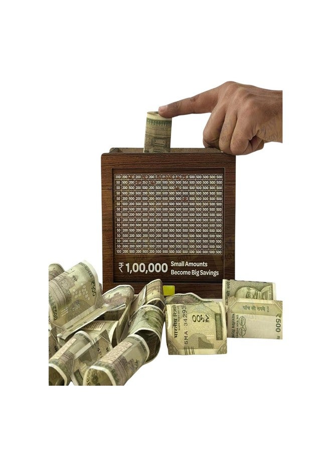 Drumstone 𝐃𝐫𝐮𝐦𝐬𝐭𝐨𝐧𝐞 𝟏𝟎-𝐘𝐞𝐚𝐫 𝐖𝐚𝐫𝐫𝐚𝐧𝐭𝐲 Premium Wooden Money Bank | Lockable Laminated Savings Box for Coins & Currency | Secure Piggy Bank for Home, Office & Gifting - - Image 1